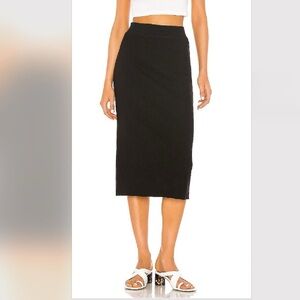 James Perse Midi Ribbed Skirt Euro Summer Slit Minimalist Black Size 1 Small